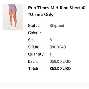 Lululemon 4” short